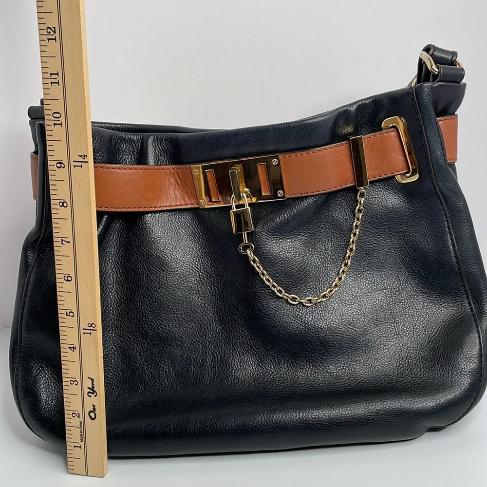 Antonio Melani Shoulder Bag Leather Black  Brown Shoulder Bag